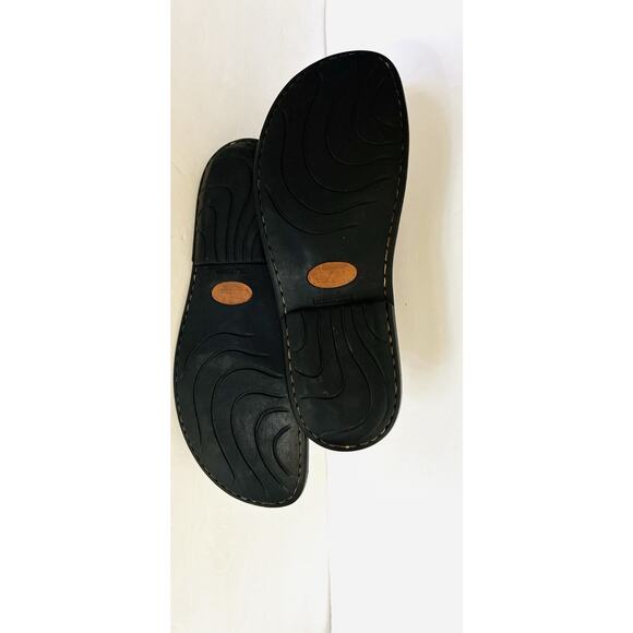 Born Wms Sz 10/42 Blk Brn Leather Thong, Flip Flop Comfort, Nonslip Footbed Sndl - Picture 4 of 6
